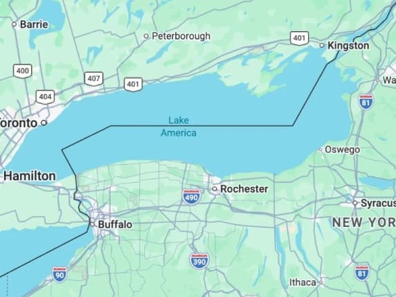 Google Maps cambia il Lago Ontario in «Lake America» negli Usa

