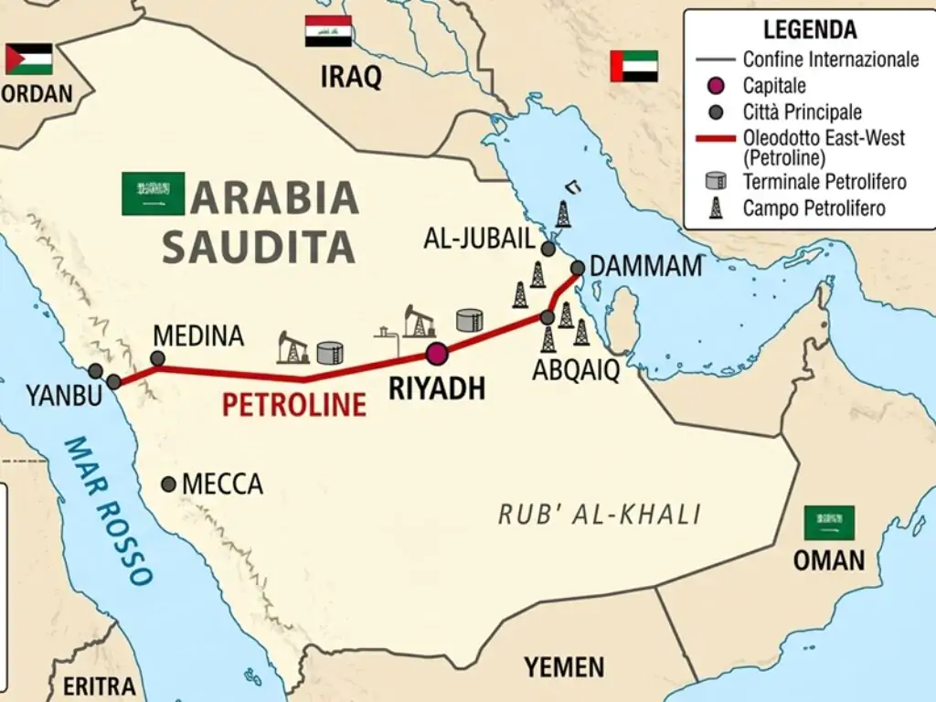 Arabia Saudita, riparte l’oleodotto Est-Ovest: resta alta la tensione sul Mar Rosso