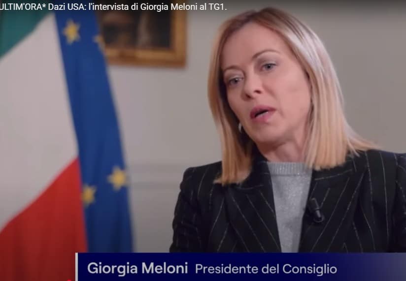 Meloni al Tg1 sui dazi, "Penso che la scelta degli Stati Uniti sia sbagliata