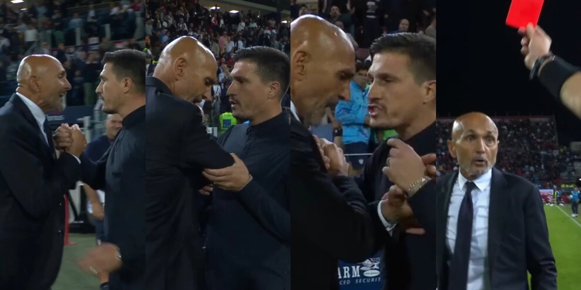 Cagliari-Juventus, scintille tra Spalletti e Pisacane: lite dopo il fischio finale, espulsi entrambi